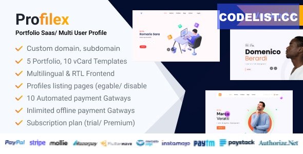 Profilex v2.3 – Portfolio Builder SAAS / Multi-User Profile (Multitenancy)